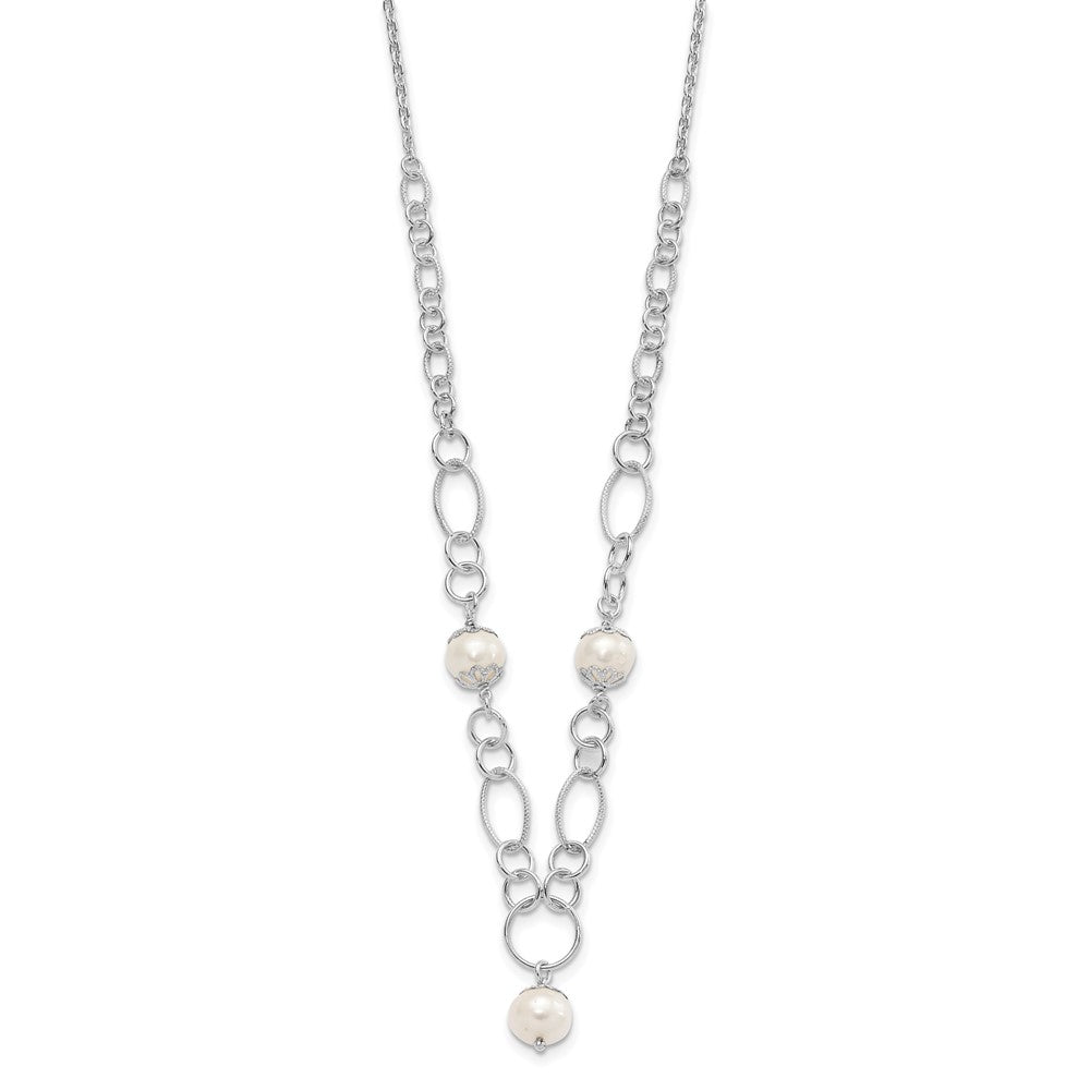 Sterlingsilber Poliert Fantasie Synthetisch Perle Tropfen Halskette
