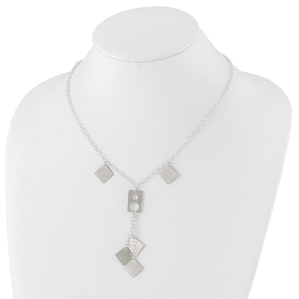 Sterlingsilber Poliert & Strukturiert Geometric Tropfen Halskette