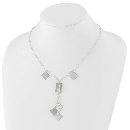 Sterlingsilber Poliert & Strukturiert Geometric Tropfen Halskette