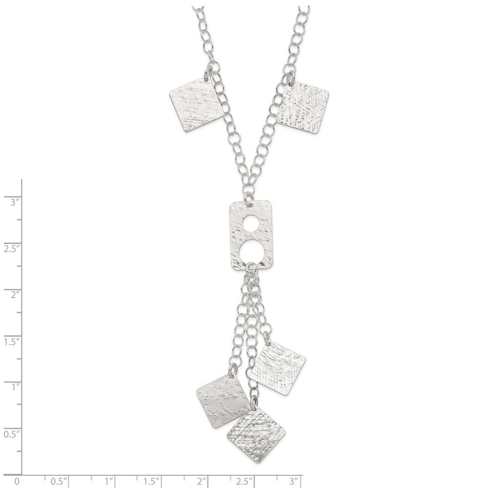 Sterlingsilber Poliert & Strukturiert Geometric Tropfen Halskette