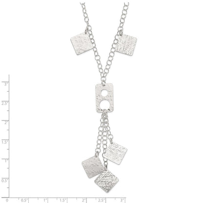 Sterlingsilber Poliert & Strukturiert Geometric Tropfen Halskette