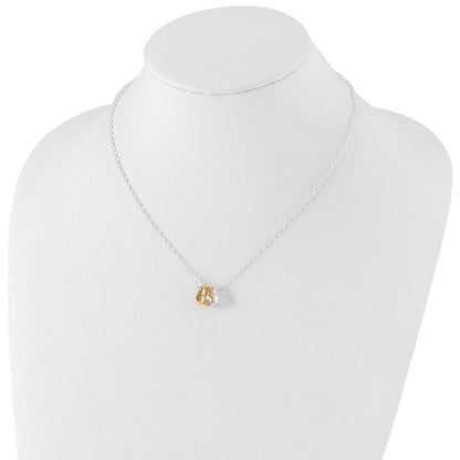 Sterlingsilber und Vermeil Poliert Fantasie 3-heart Halskette