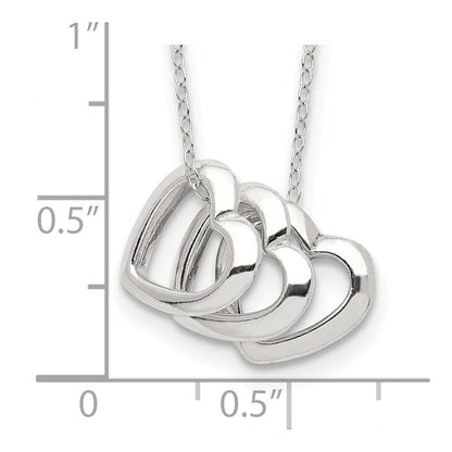 Sterlingsilber Poliert Fantasie 3- Herz Halskette