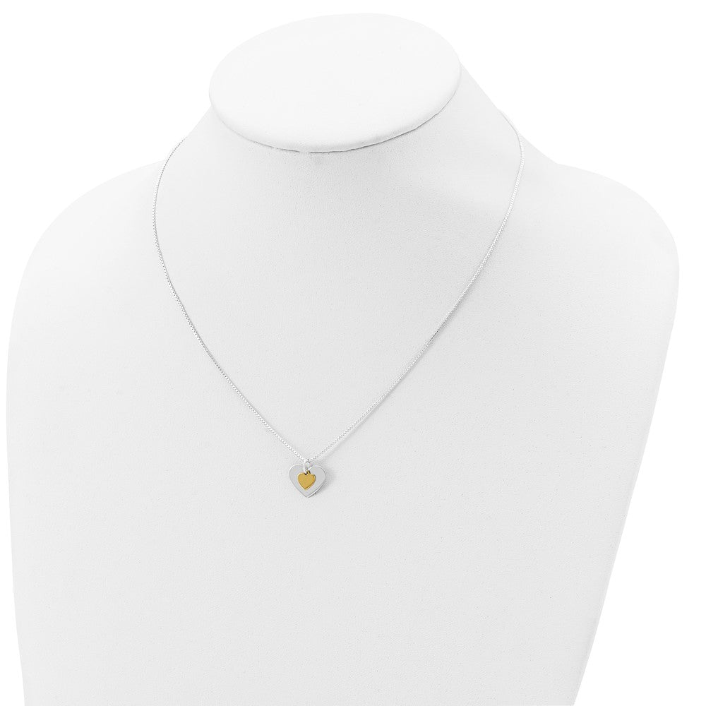 Sterlingsilber mit Vermeil Poliert Fantasie Herz Halskette