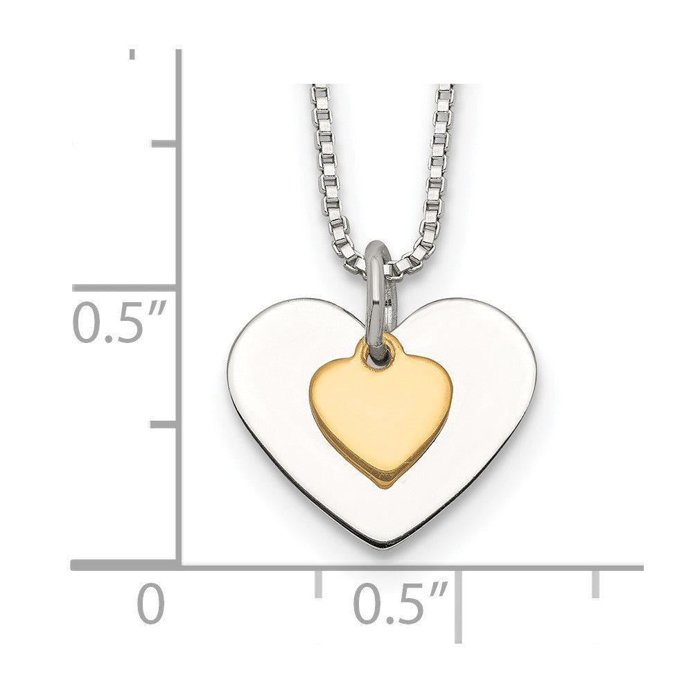 Sterlingsilber mit Vermeil Poliert Fantasie Herz Halskette