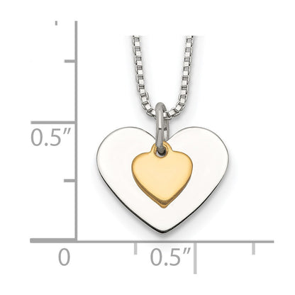 Sterlingsilber mit Vermeil Poliert Fantasie Herz Halskette