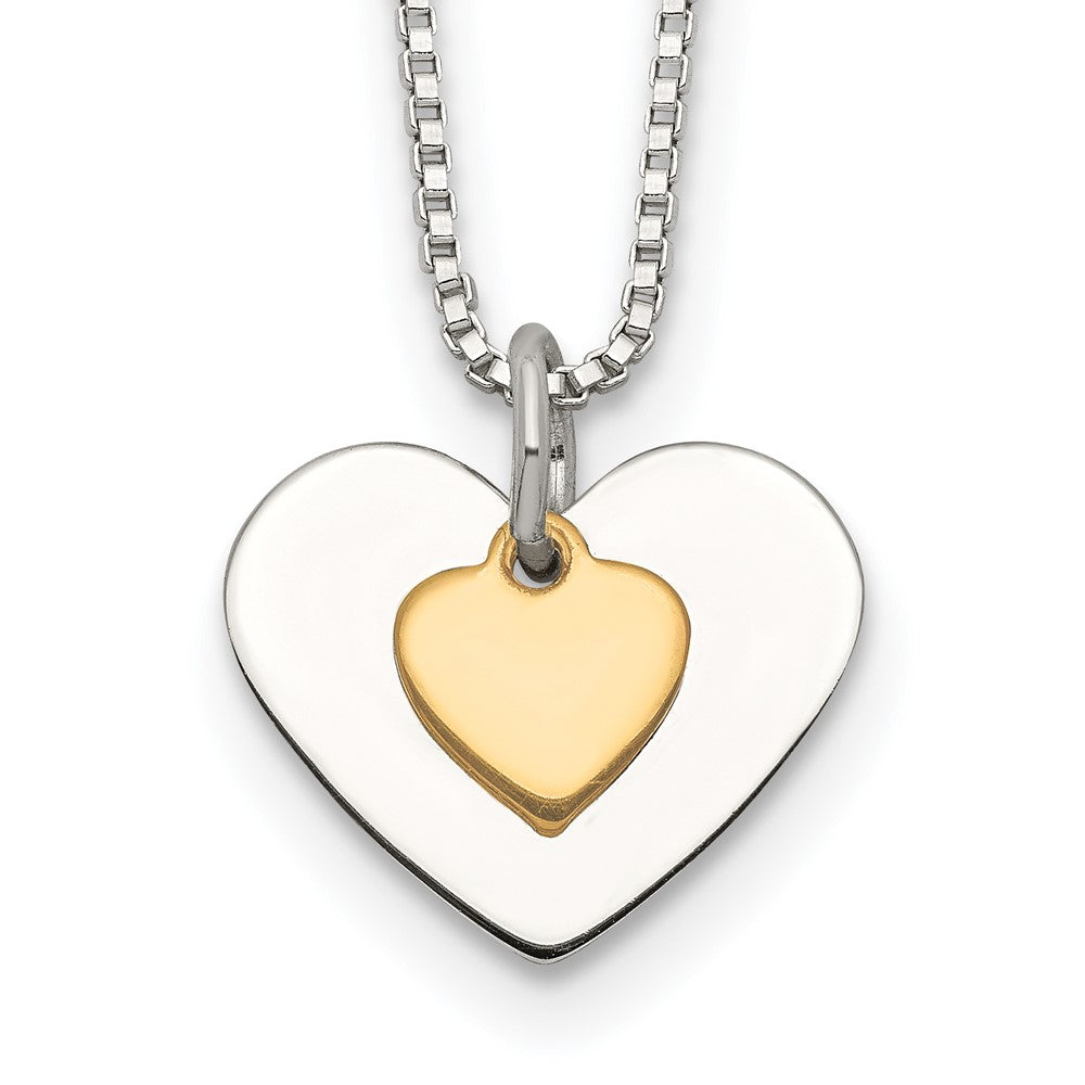 Sterlingsilber mit Vermeil Poliert Fantasie Herz Halskette