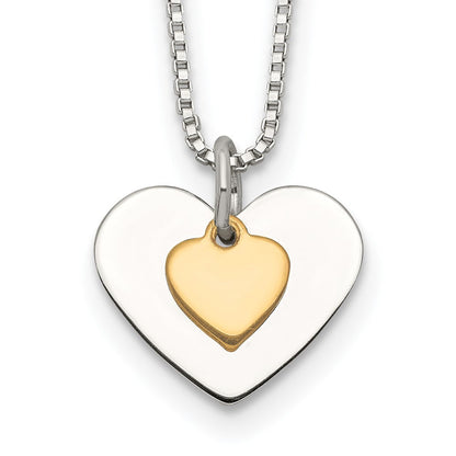 Sterlingsilber mit Vermeil Poliert Fantasie Herz Halskette
