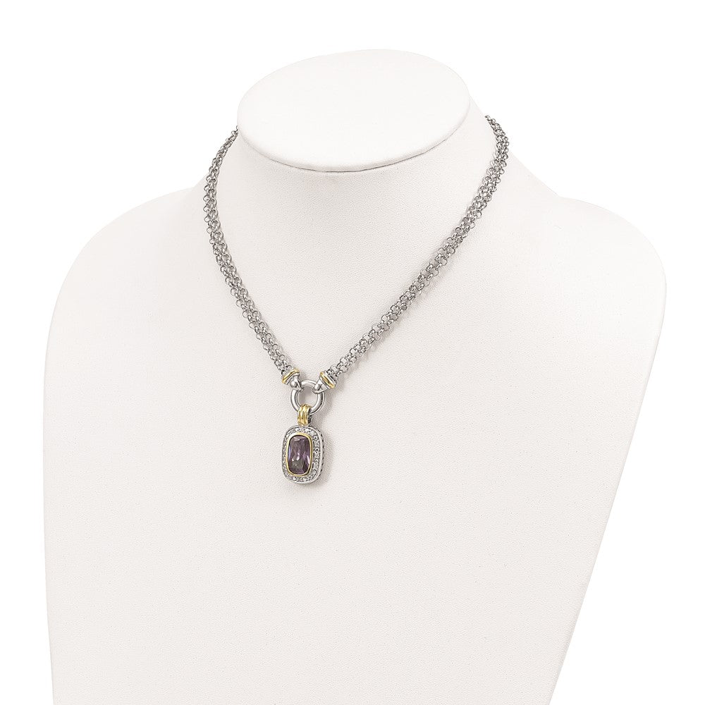 Sterlingsilber Glanz Vergoldet Zirkonia Halskette