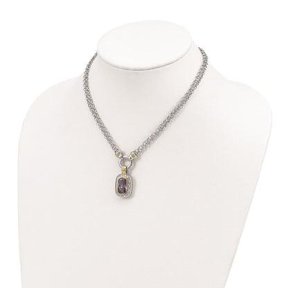 Sterlingsilber Glanz Vergoldet Zirkonia Halskette