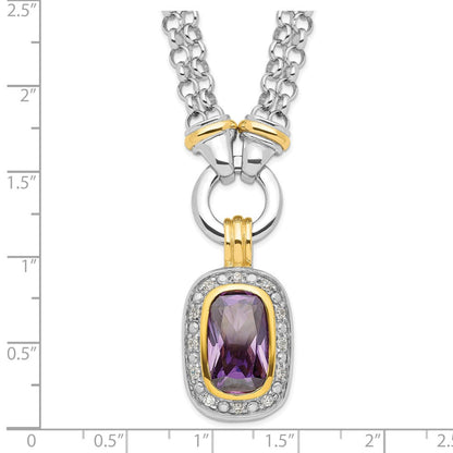 Sterlingsilber Glanz Vergoldet Zirkonia Halskette