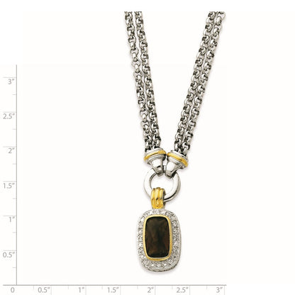 Sterlingsilber Glanz Vergoldet Zirkonia Halskette