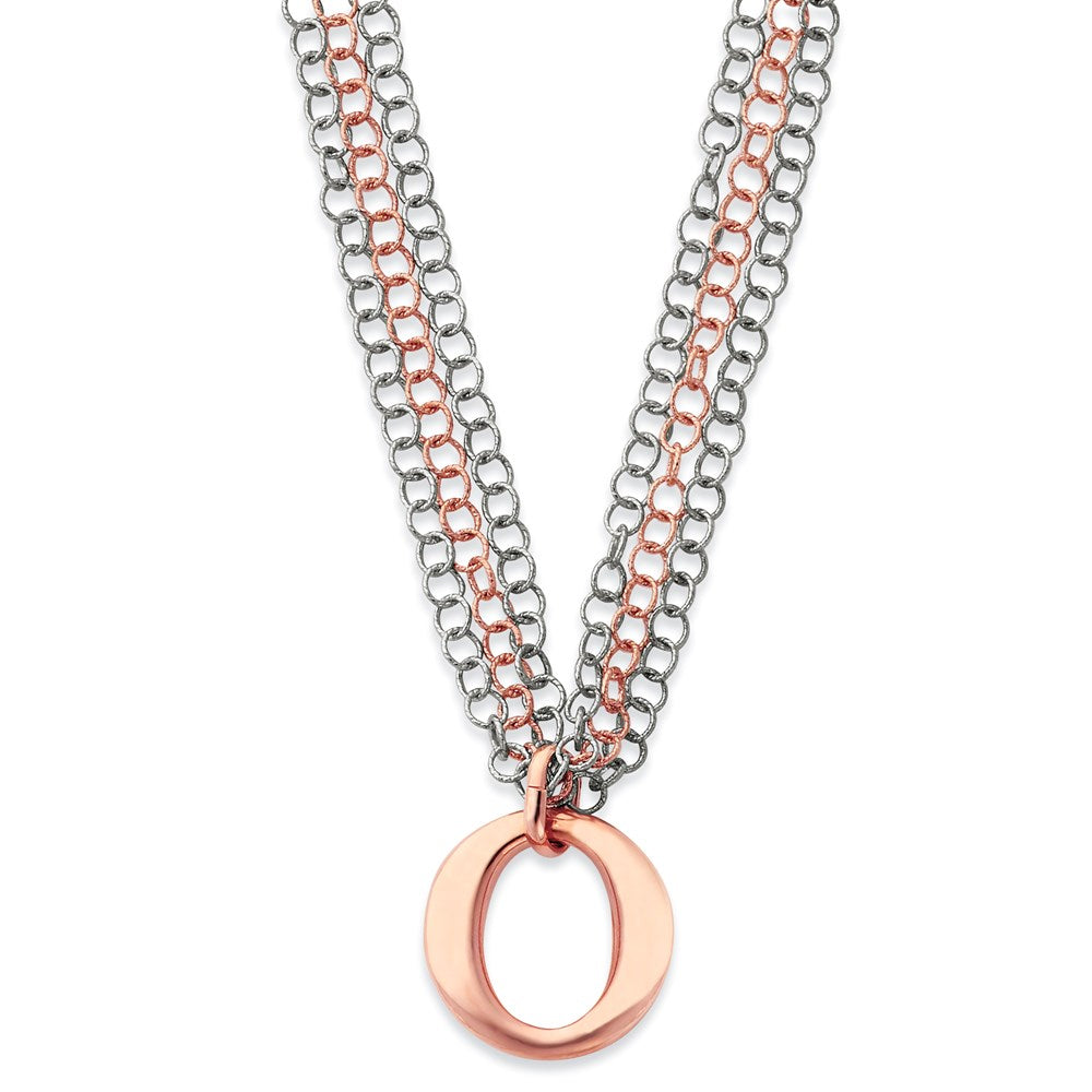 Sterlingsilber & Rose Vermeil Multi-strand mit Kreise Halskette