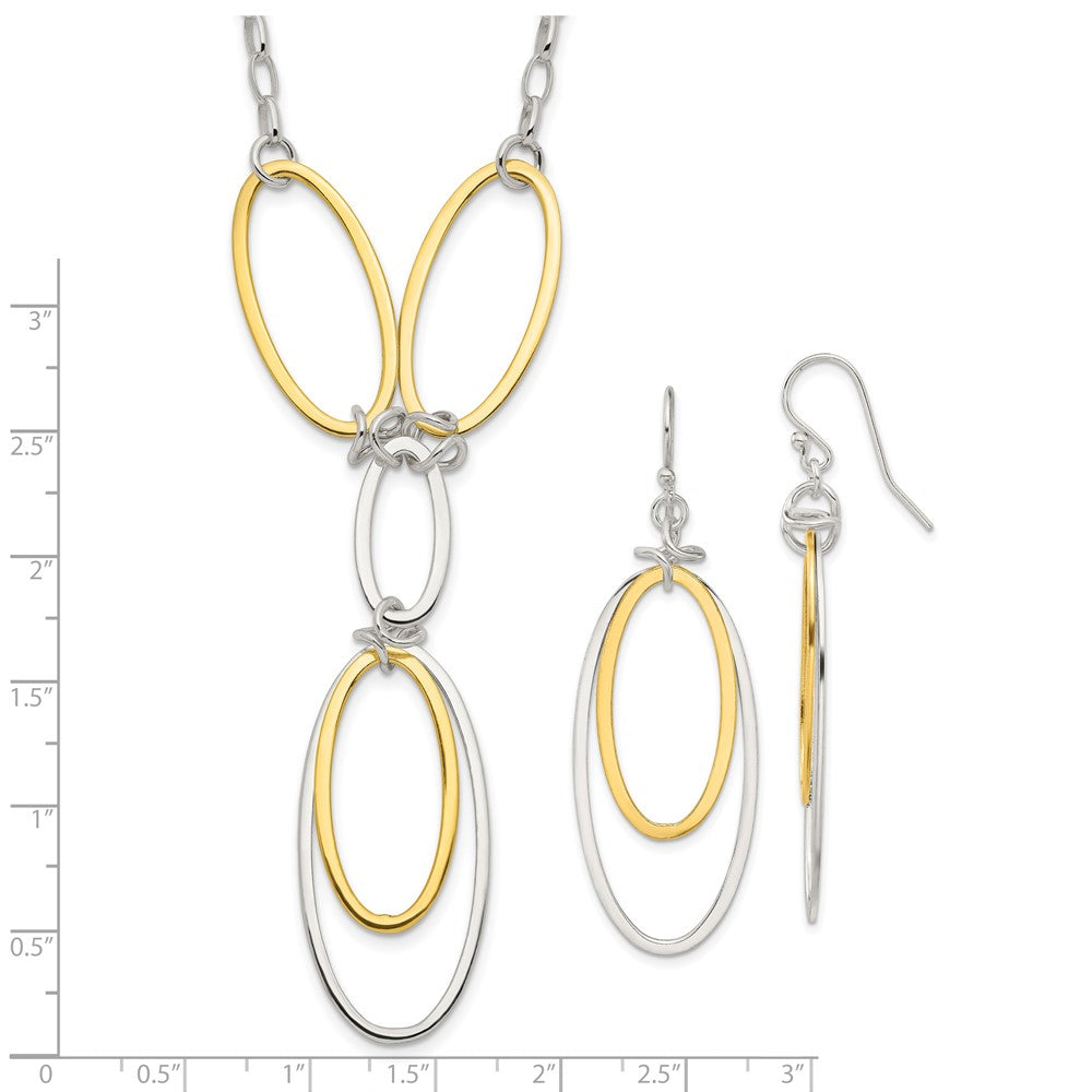 Sterlingsilber und Vermeil Poliert Tropfen Halskette Ohrring Set