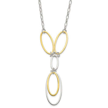 Sterlingsilber und Vermeil Poliert Tropfen Halskette Ohrring Set