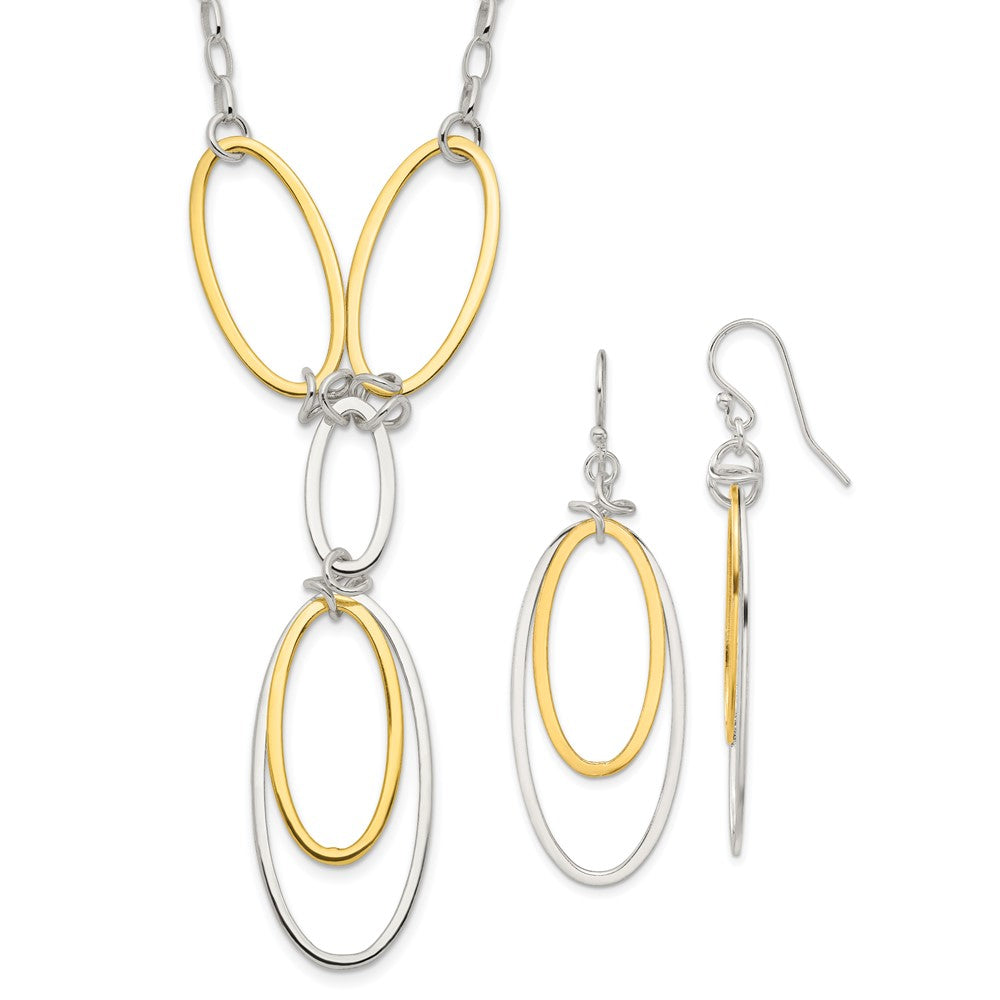 Sterlingsilber und Vermeil Poliert Tropfen Halskette Ohrring Set