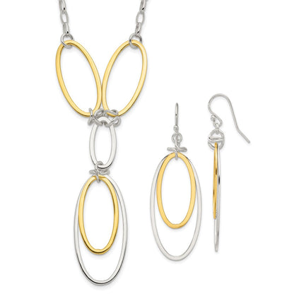 Sterlingsilber und Vermeil Poliert Tropfen Halskette Ohrring Set