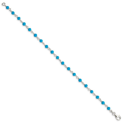 7.5 Zoll Sterlingsilber Echt Türkis Perle Poliert Armband