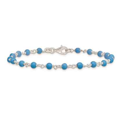 7.5 Zoll Sterlingsilber Echt Türkis Perle Poliert Armband