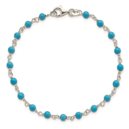 7.5 Zoll Sterlingsilber Echt Türkis Perle Poliert Armband