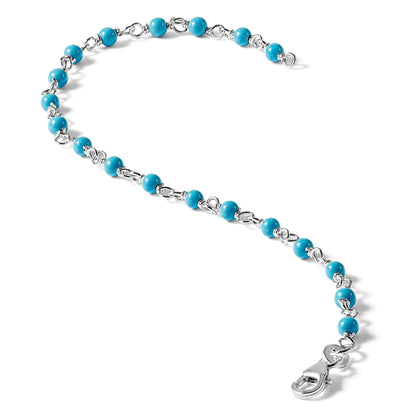 7.5 Zoll Sterlingsilber Echt Türkis Perle Poliert Armband