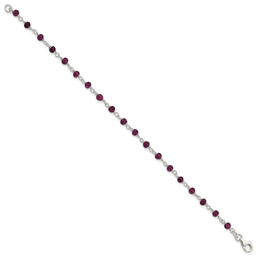 7.25 Zoll Sterlingsilber Dunkel Rot Zirkonia Poliert Armband