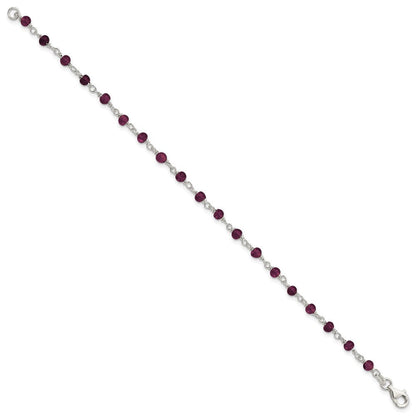 7.25 Zoll Sterlingsilber Dunkel Rot Zirkonia Poliert Armband