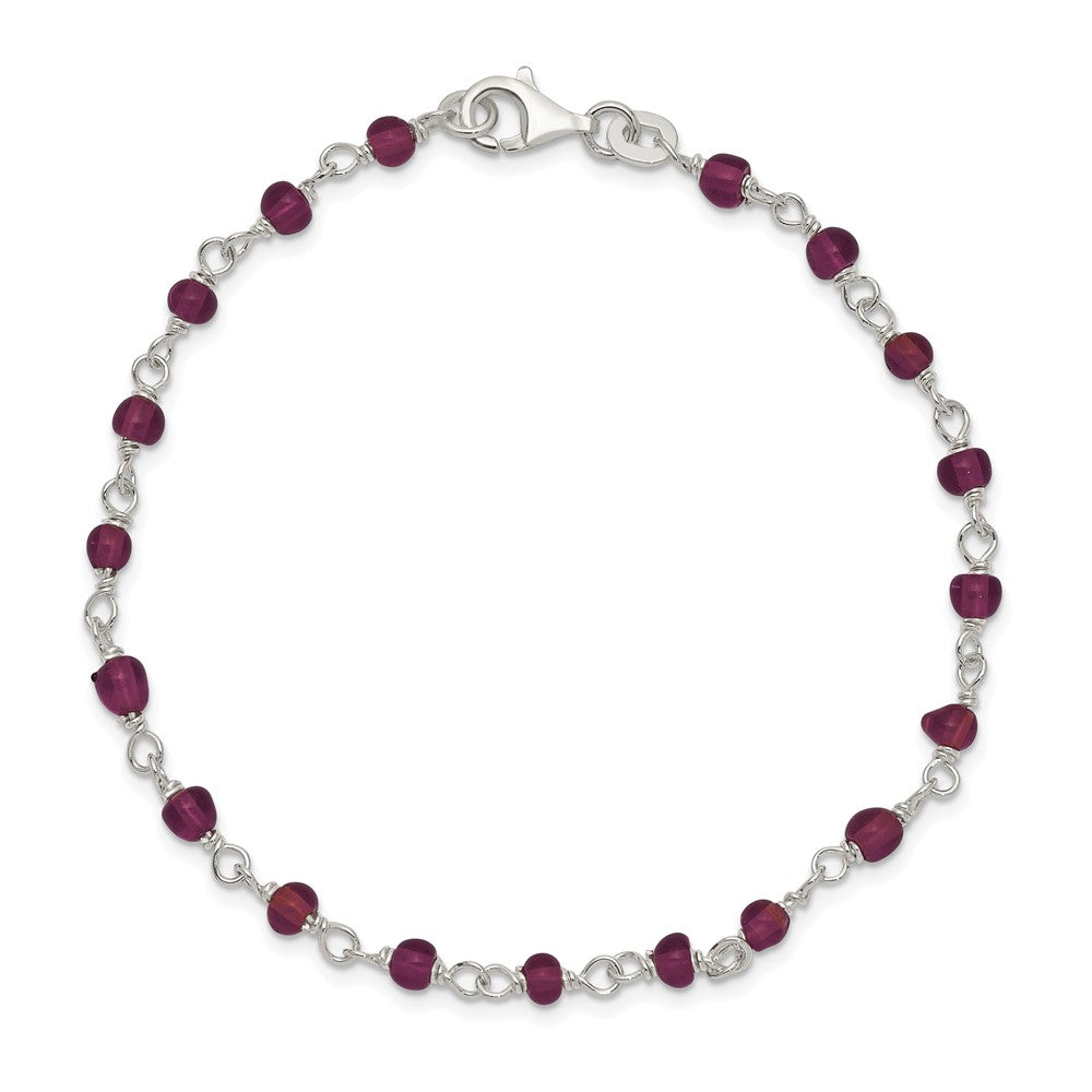 7.25 Zoll Sterlingsilber Dunkel Rot Zirkonia Poliert Armband