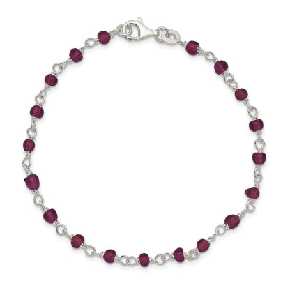 7.25 Zoll Sterlingsilber Dunkel Rot Zirkonia Poliert Armband