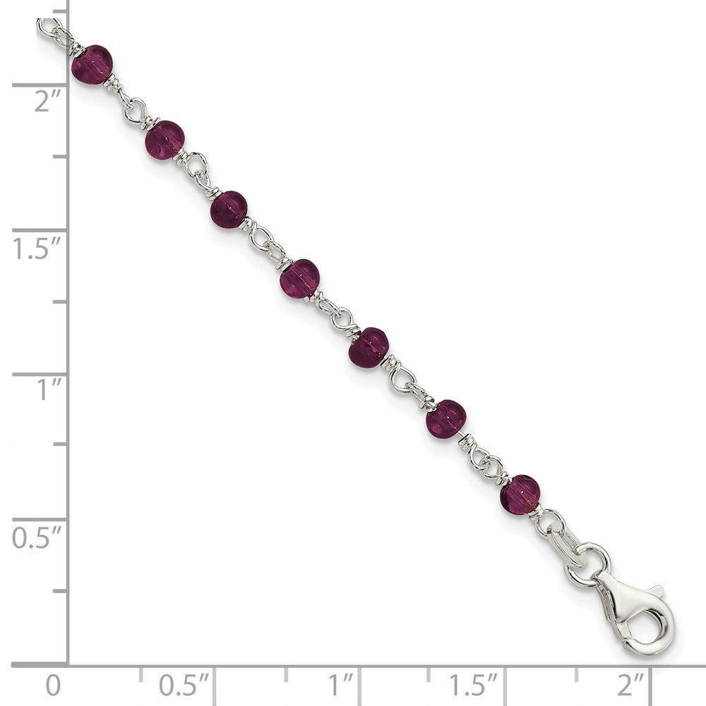 7.25 Zoll Sterlingsilber Dunkel Rot Zirkonia Poliert Armband