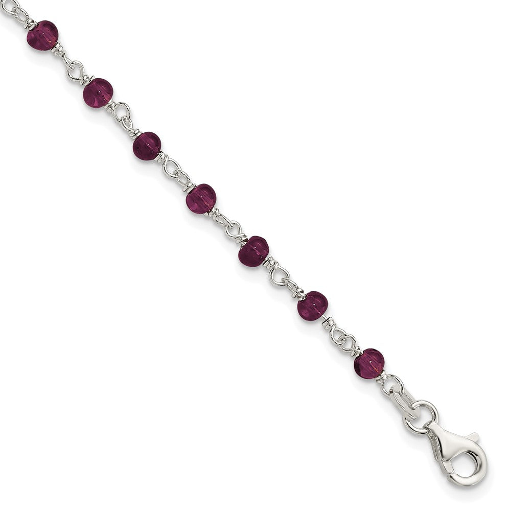 7.25 Zoll Sterlingsilber Dunkel Rot Zirkonia Poliert Armband