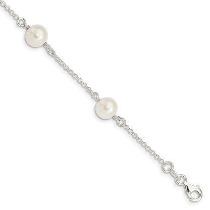 7.25 Zoll Sterlingsilber Fw Zuchtperle Armband