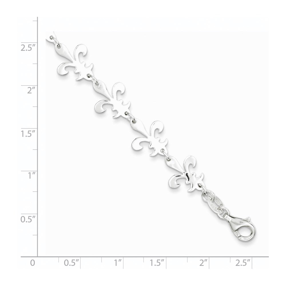 7.5 Zoll Sterlingsilber Poliert Fleur De Lis Armband
