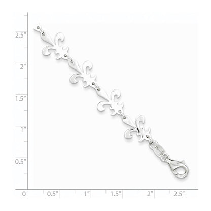 7.5 Zoll Sterlingsilber Poliert Fleur De Lis Armband