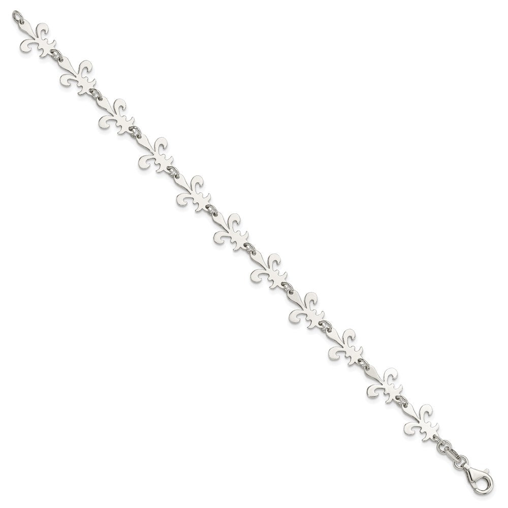 7.5 Zoll Sterlingsilber Poliert Fleur De Lis Armband
