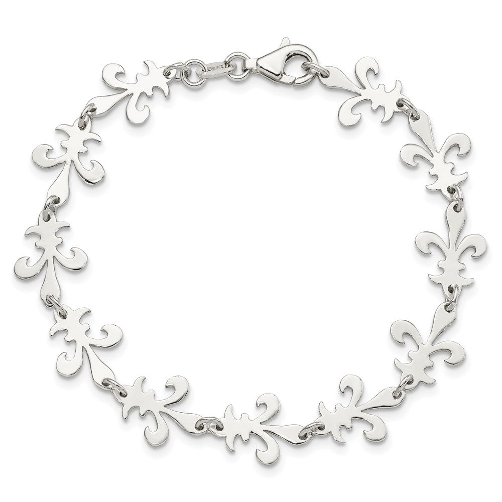 7.5 Zoll Sterlingsilber Poliert Fleur De Lis Armband