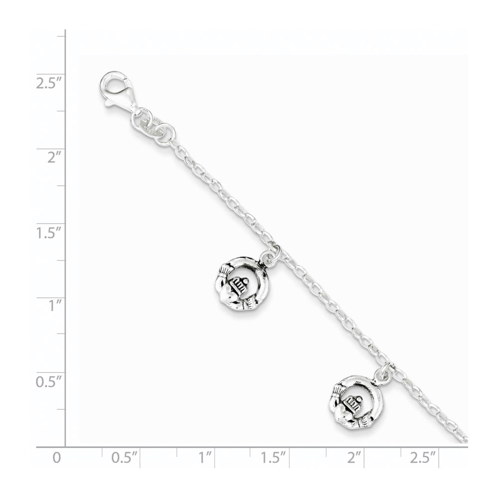 7 Zoll Sterlingsilber Antikisiert Claddagh Armband