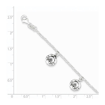 7 Zoll Sterlingsilber Antikisiert Claddagh Armband