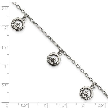 7 Zoll Sterlingsilber Antikisiert Claddagh Armband