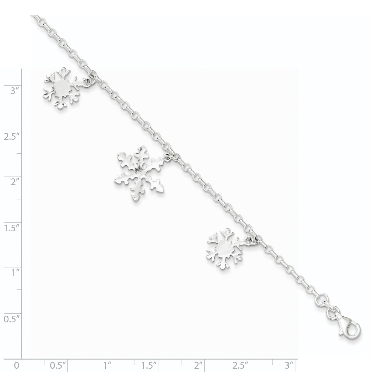 7.5 Zoll Sterlingsilber Diamantiert Schneeflocke Armband