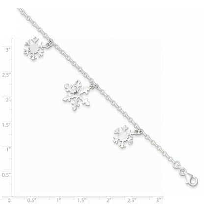 7.5 Zoll Sterlingsilber Diamantiert Schneeflocke Armband