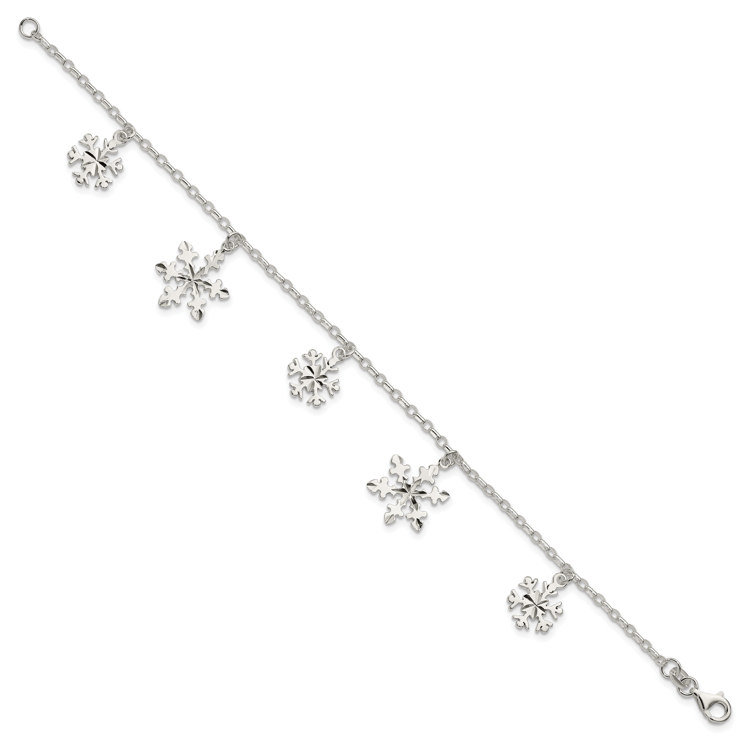 7.5 Zoll Sterlingsilber Diamantiert Schneeflocke Armband