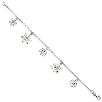 7.5 Zoll Sterlingsilber Diamantiert Schneeflocke Armband