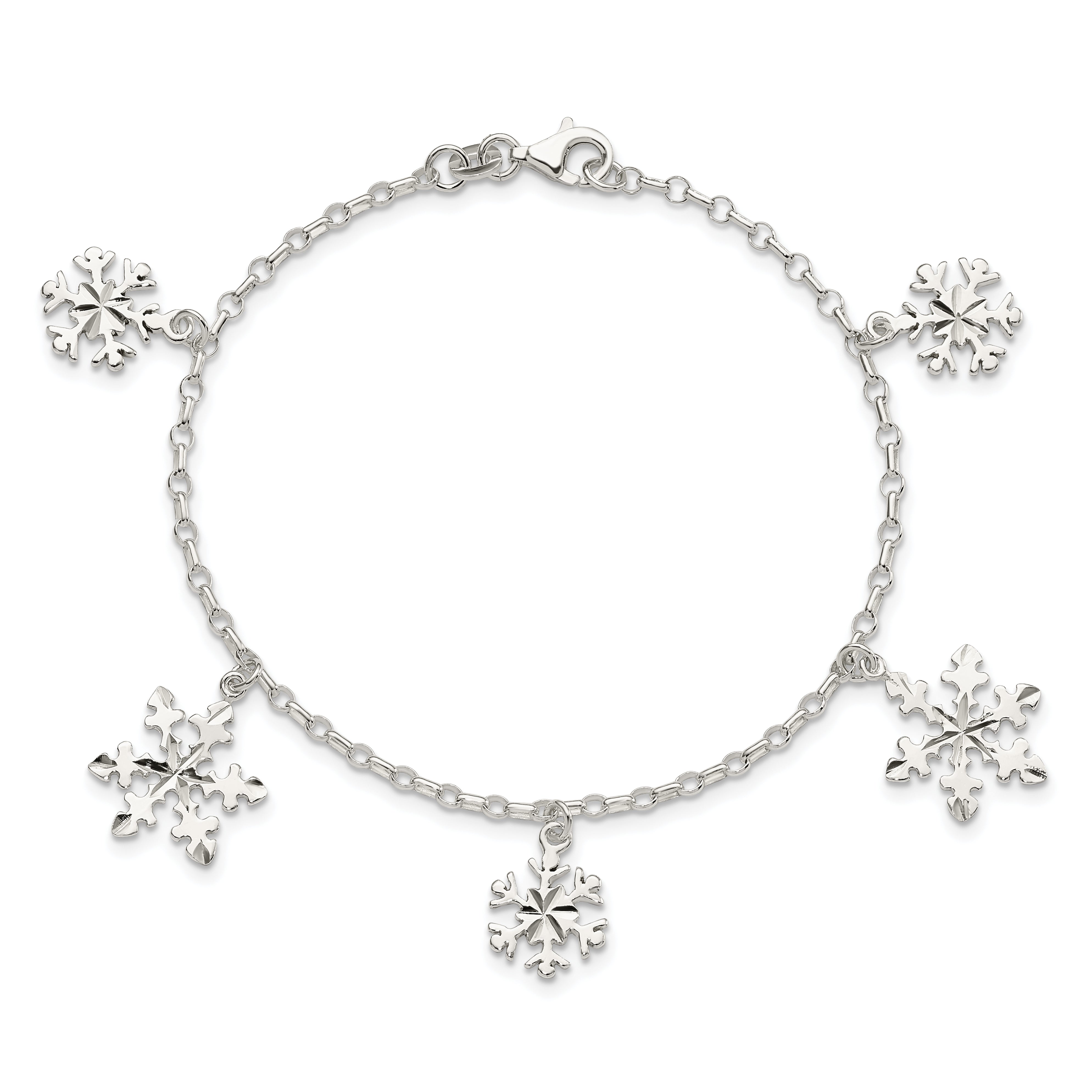 7.5 Zoll Sterlingsilber Diamantiert Schneeflocke Armband