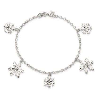 7.5 Zoll Sterlingsilber Diamantiert Schneeflocke Armband