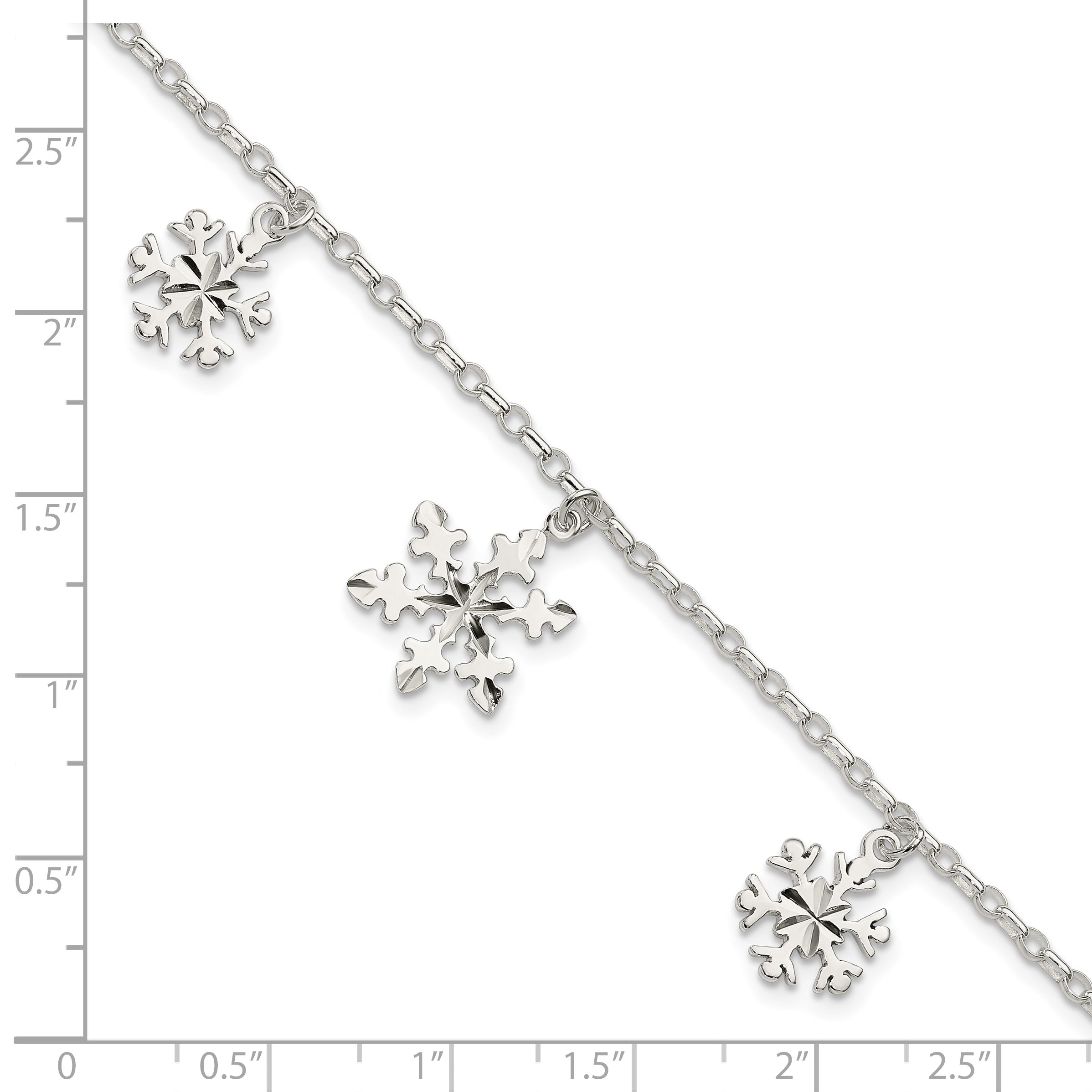 7.5 Zoll Sterlingsilber Diamantiert Schneeflocke Armband