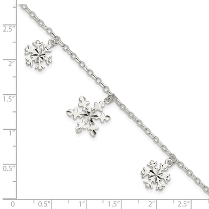 7.5 Zoll Sterlingsilber Diamantiert Schneeflocke Armband