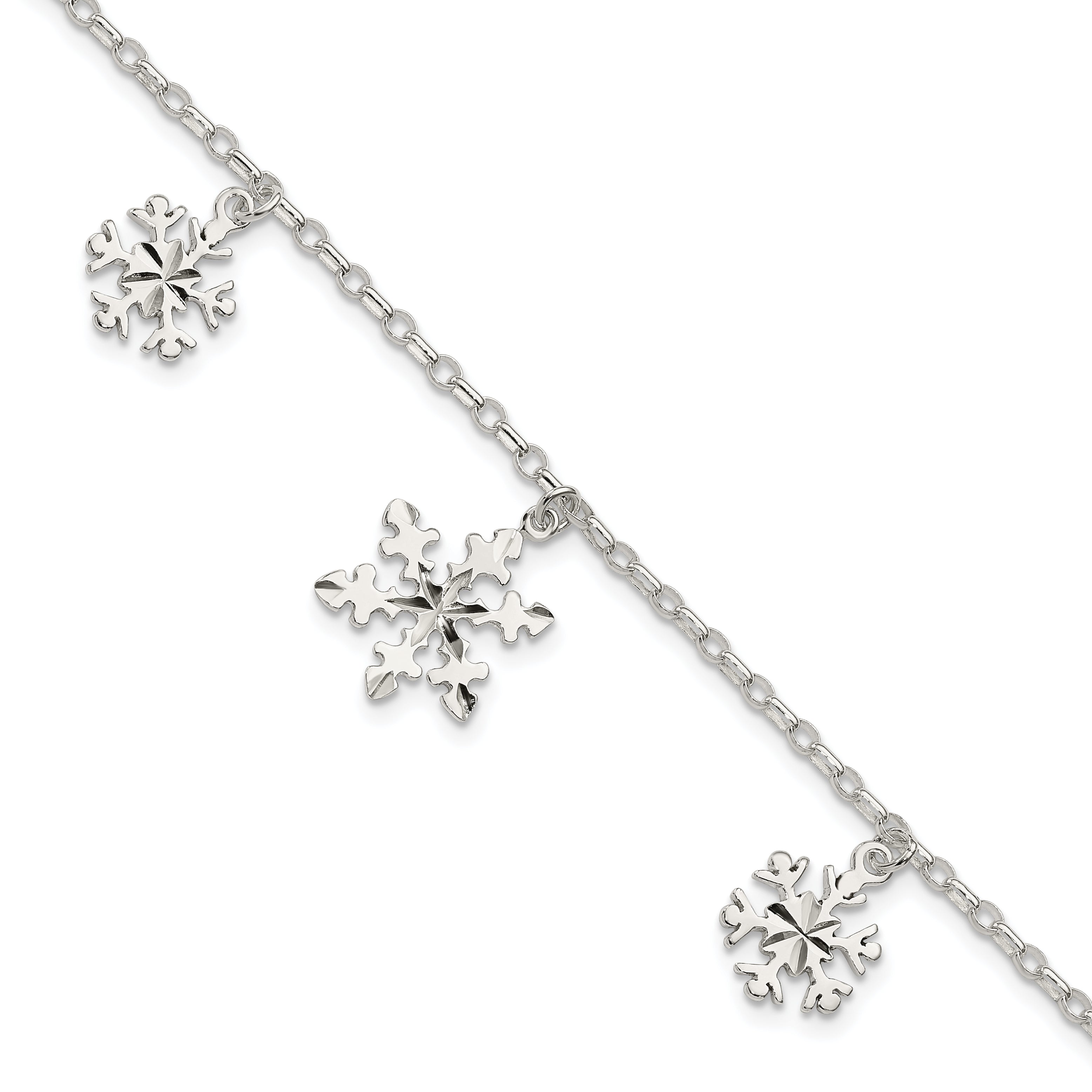 7.5 Zoll Sterlingsilber Diamantiert Schneeflocke Armband