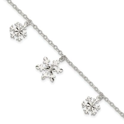 7.5 Zoll Sterlingsilber Diamantiert Schneeflocke Armband