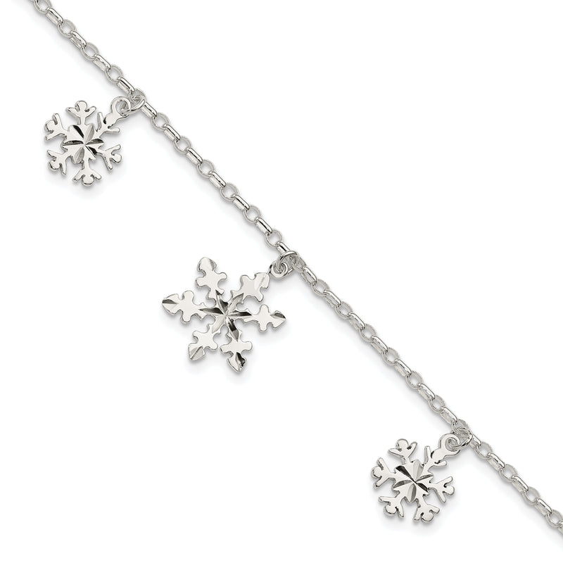 7.5 Zoll Sterlingsilber Diamantiert Schneeflocke Armband